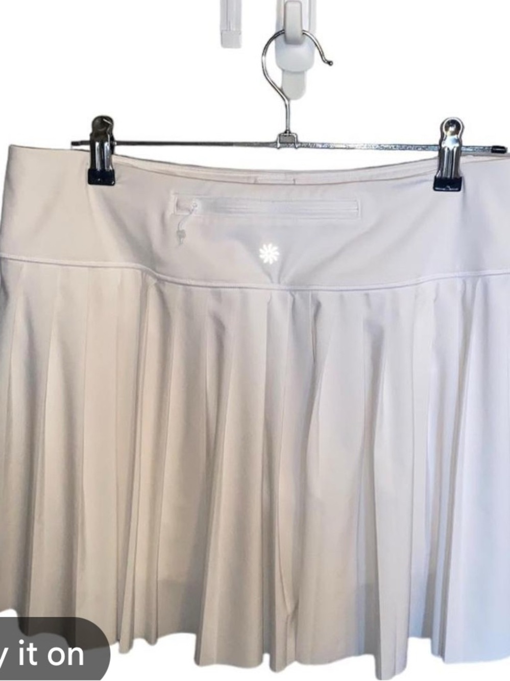 Athleta White Pleated Circle Skater Skirt
